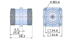 RF Adapters 7/16 In Series RF Coaxial with 4 Hole Flange Mount, Jack to Jack Type