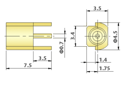 MMCX Connectors RF Coaxial - Straight Jack (SMT, Edgecard)