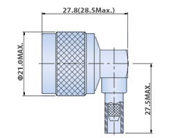 N Type Connectors for RF Flexible Cables : Right Angle Cable Plug, Crimp Type