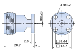 N Type Connectors for RF Panel and Bulkhead : 4 Hole Flange Mount Jack, Needlt Terminal Type