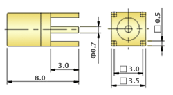 RF connectors MMEX Coaxial - B/F & PCB Connectors : PCB Straight Jack