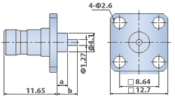 PLB Connectors : Panel and Bulkhead Connector with 4 Hole Flange Jack, Straight Terminal