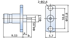PLSB RF Connector : 2Hole Flange Jack , Straight Terminal