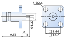 PLSB RF Connector : 4 Hole Flange Jack , Straight Terminal