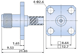 SMA Connectors - 4 Hole Flange Cable Jack, Crimp Type flexible Connector