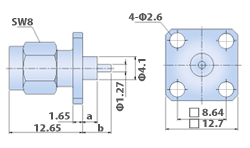 SMA Connectors RF - 4 Hole Flange Mount Jack, Straight Terminal Type Panel and Bulkhead Connector