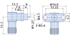 SMA Connectors RF - Right Angle 2Hole F/M Jack, Straight Terminal Type Panel and Bulkhead Connector