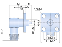 SMA Connectors RF - Right Angle 4 Hole Flange Mount Jack, Straight Terminal Type Panel and Bulkhead Connector