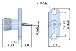 SMA Connectors RF - 2 Hole Flange Mount Jack, Solder Pot Terminal Type Panel and Bulkhead Connector