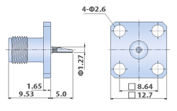 SMA Connectors RF - 4 Hole Flange Mount Jack, Solder Pot Terminal Type Panel and Bulkhead Connector
