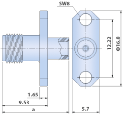 SMA Connectors RF - 2 Holes Flange Cable Jack