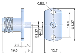 TNC Connectors RF coaxial - B/F and PCB type : 2 Hole Flange Jack, Straight Terminal Type